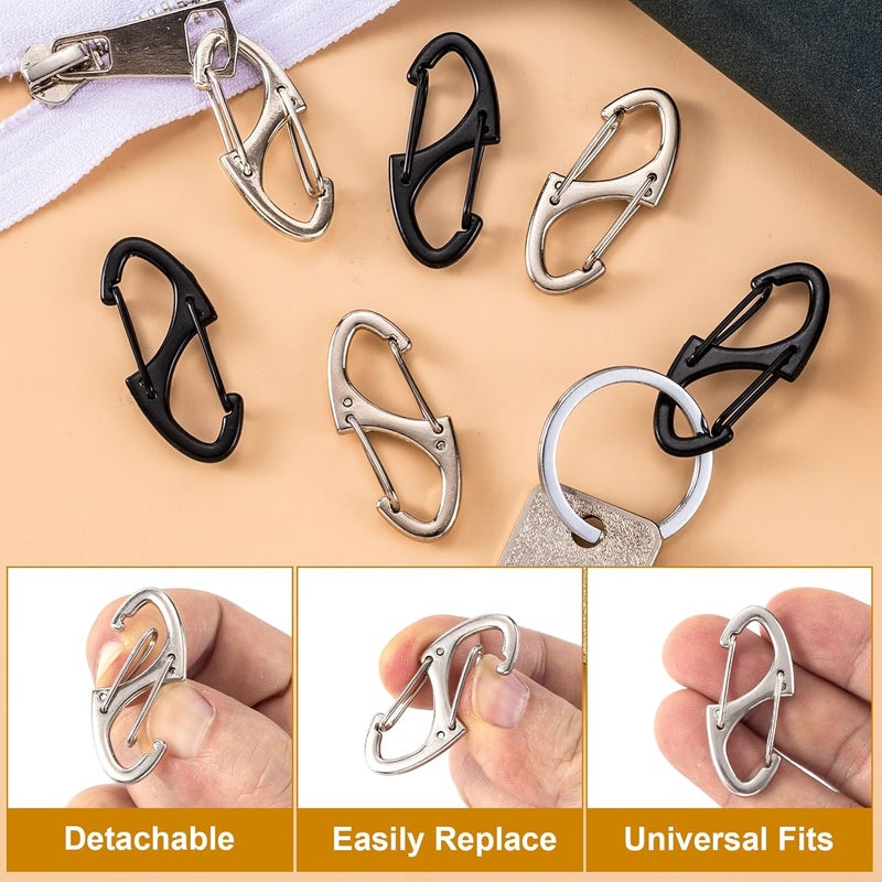 Deozu 8 Pcs Zipper Clip Anti Theft Deterrent, Dual Opening Safety Zipper Locks Pull Replacement for Backpacks, Camping, Suitcases, Purse (Black, Silver) - Image 5